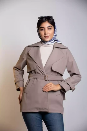 بارانی کوتاه ژیله دار (کرم)