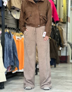 شلوار بگ زنانه مخمل کبریتی قد 100 کمر کش