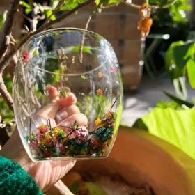 لیوان دوجداره گل‌دار-001