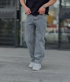 شلوار جین بگ مردونه رنگ طوسی ذغالسنگی خاص بهترین قیمت