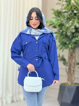 مانتو کتان دو جیب سرشانه پاگن