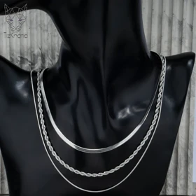گردنبند سه لاین سیلور چین