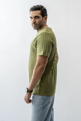 تیشرت بیسیک ژاکارد جناقی مردانه