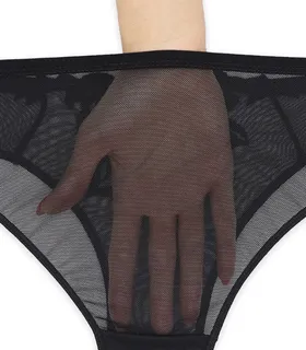 ست شورت و سوتین توری فنردار Barone بارون گلدوزی کد 335 مدل 128 مشکی