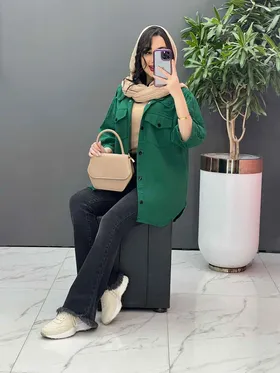 مانتو لینن جلو دکمه پایین ریش