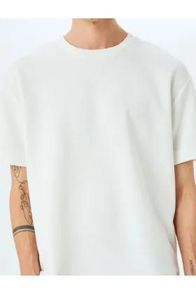 تیشرت سایز بزرگ یقه خدمه با برچسب آستین کوتاه 5SAM10051HK