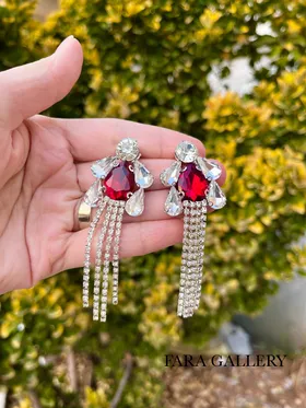 گوشواره یلدایی سنگی قرمز کد EF13