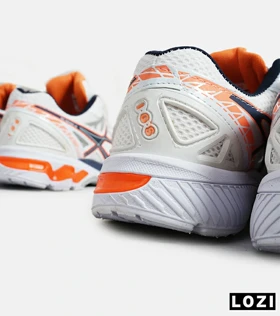کفش کتانی بزرگ پا سفید طوسی نارنجی ASICS KAYANO 20