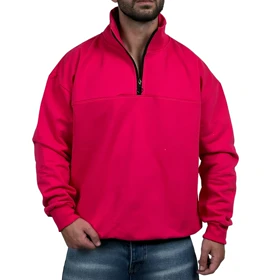 دورس مردانه یقه نیم زیپ صورتی طرح ساده