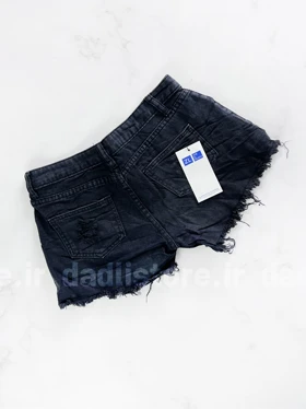 شورتک کوتاه جین مشکی زاپ‌دار