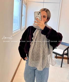 شال پلیسه نخی گل‌دار
