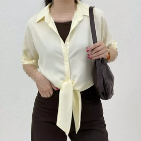 شومیز زنانه سیلک جلو گره‌ای