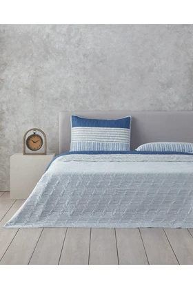 روتختی دو نفره English Home مدل Sleek Stripes پلی‌استر - آبی