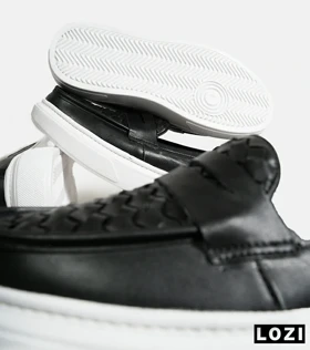 کالج مردانه مشکی سفید Bottega Veneta مدل 6998