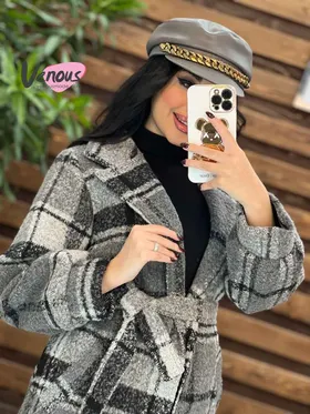 پالتو چهارخونه کمردار