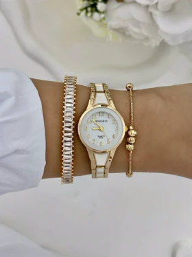 ساعت سرامیکی زنانه سفیدطلایی 929