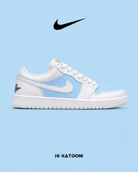 کتانی نایک Air Jordan 1 سفید آبی مدل 9701 استایل اسپرت و خیابانی