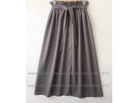 دامن جلو دکمه طوسی قد 90