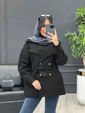 بارانی چهاردکمه کمر دار