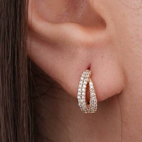 گوشواره حلقهای دو لاین نگین ژوپینگ
