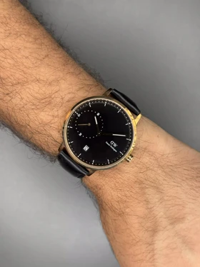 ساعت مچی دنیل ویلینگتون ثانیه بغل بند چرمی مشکی Daniel Wellington