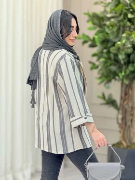 مانتو راه راه دو دکمه پانیذ
