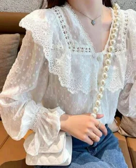 شومیز حریر گل برجسته