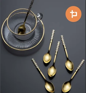 قاشق چای خوری طلایی نگین‌دار