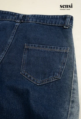 شلوار جین فول بگ دورنگ دمپا ریش کد1000935