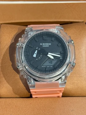 ساعت طرح جی شاک 2100 صفحه شفاف گلبهی