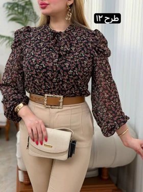 شومیز حریر آستین پف 3698