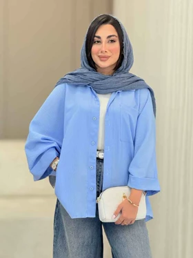 مانتو پانچ آستین پاکتی تک جیب