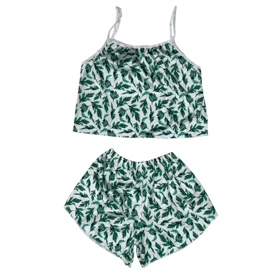 ست تاپ و شلوارک طرح برگ مدل 228