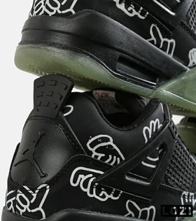کفش کتانی ساق‌دار مردانه مشکی سبز Jordan 4 x Kaws مدل 7161