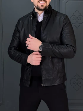 کت چرم 6327 مشکی