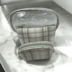 کیف لوازم آرایش سه عددی چهارخونه در سه رنگ