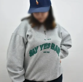 بلوز دورس نیم زیپ Yes Baby تو کرکی (ملانژ)