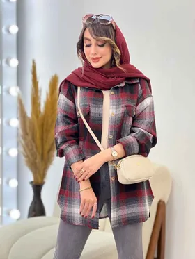 مانتو چهارخونه جیب پاکتی ساغر