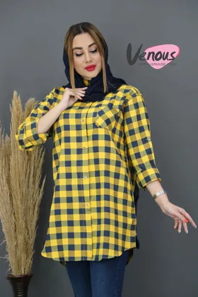 مانتو چهارخونه تک جیب