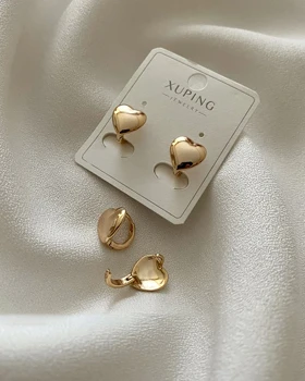 گوشواره آیینه ای حلقه‌ای قلب ژوپینگ