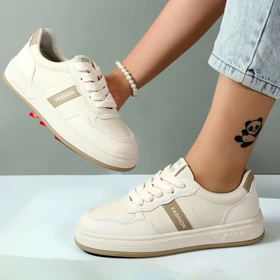 کفش کتانی ونس زنانه مدل فشیون fashion رنگ کرم