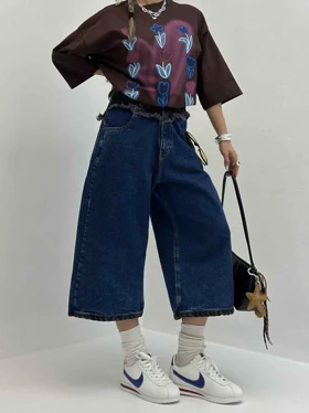 شلوار جین برمودا 2 تیکه