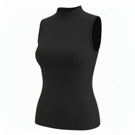 تاپ زنانه یقه سه سانت کبریتی مشکی