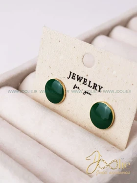 گوشواره زنانه میناکاری مدل دکمه کد E1156 (سبز)