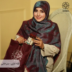 روسری ژاکارد رونا فلورال (کله غازی - سرخابی)