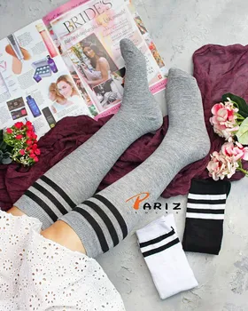جوراب زنانه زیر زانو 3 خط
