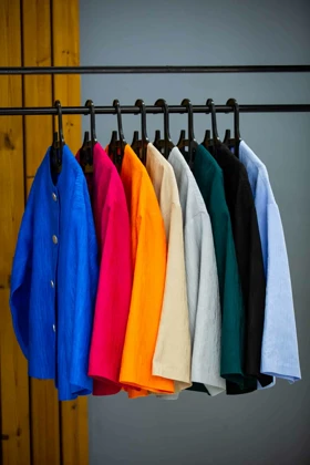 مانتو کتان لمه خطی 4 دکمه