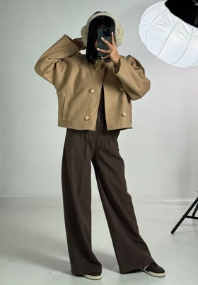 ترنچ کت یقه دکمه کد 100159