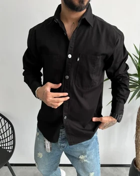 پیراهن دوجیب کتان آستین بلند بهاره ZARA رنگ مشکی