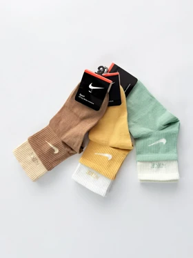 جوراب نیم ساق نخ پنبه دو کش رنگی نایکی Nike